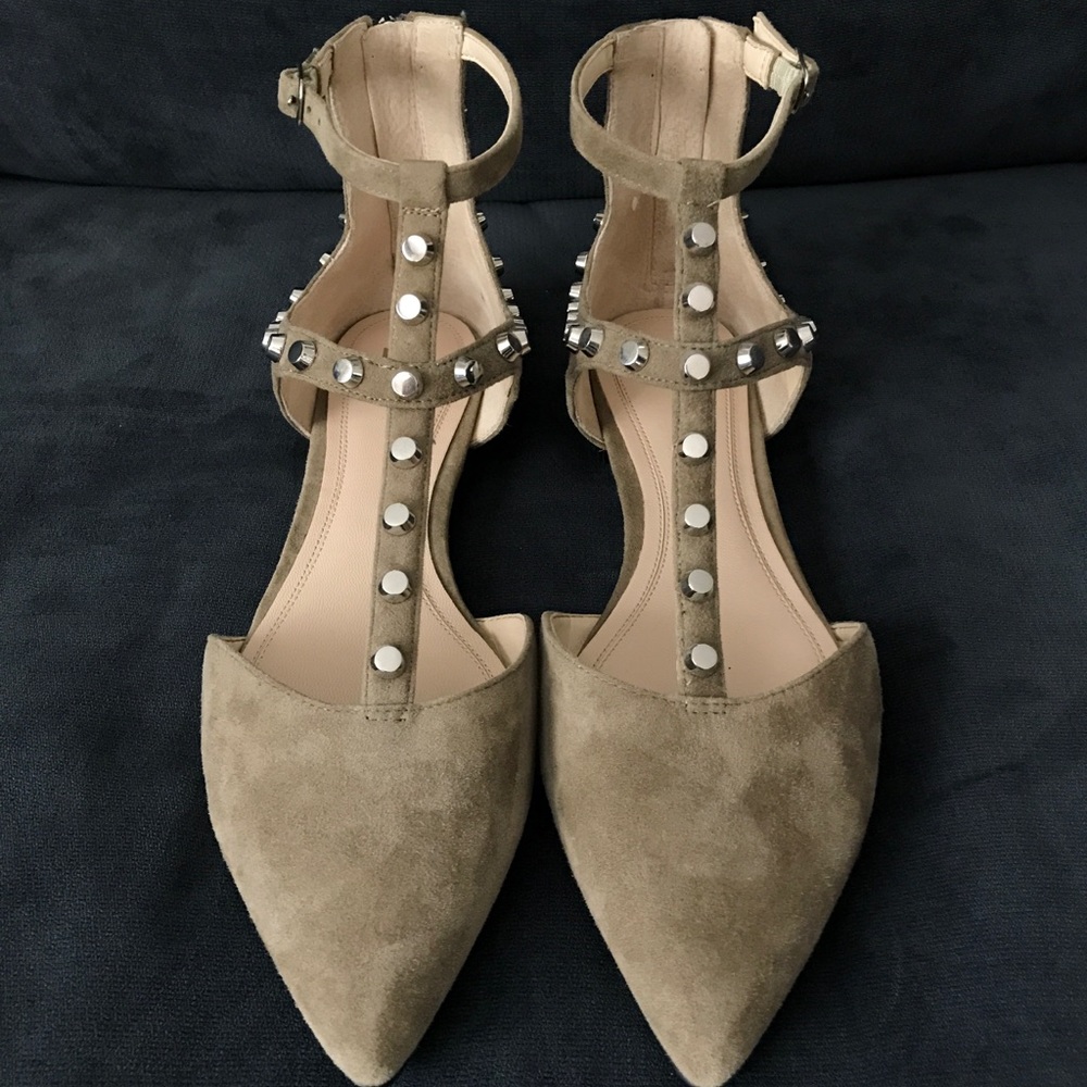 Marc Fisher Suede Stud Pointed Toe Flats